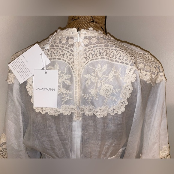 $1,750 ZIMMERMANN Crocheted lace-trimmed tiered ramie-gauze dress in size 1 - Picture 8 of 15